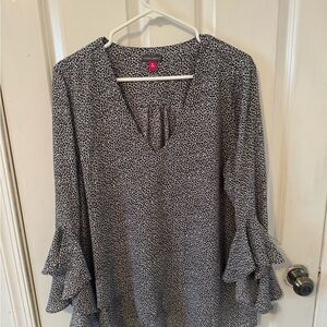 Vince Camuto Black and White Patterned Blouse